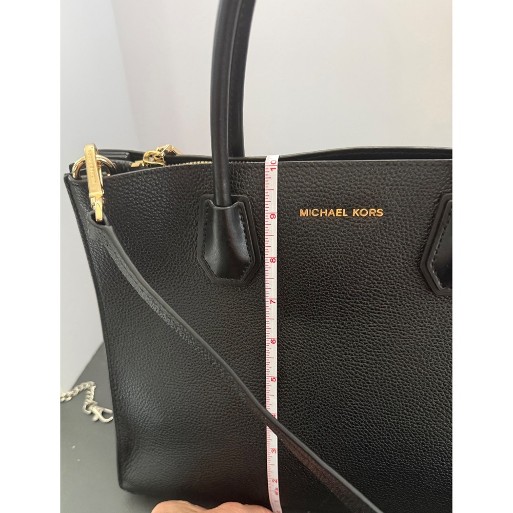 Michael Kors Mercer Tote Accordion Design Black with Gold Hardware Crossbody - Picture 14 of 15